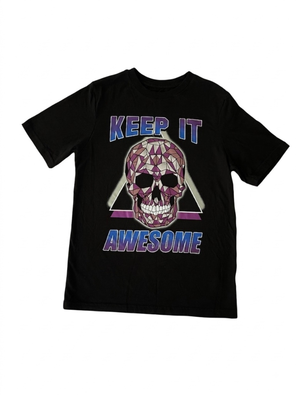 Wonder Nation Boy's Geometric Skull Tee L (10-12) "Keep It Awesome"